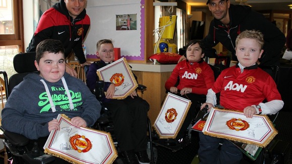Nemanja Vidic and Rio Ferdinand at Francis House Children’s Hospice