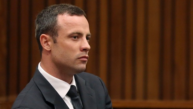 Oscar Pistorius listening to the testimony of his ex-girlfriend Samantha Taylor.