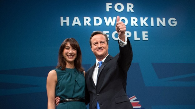 Prime Minister David Cameron with his wife Samantha