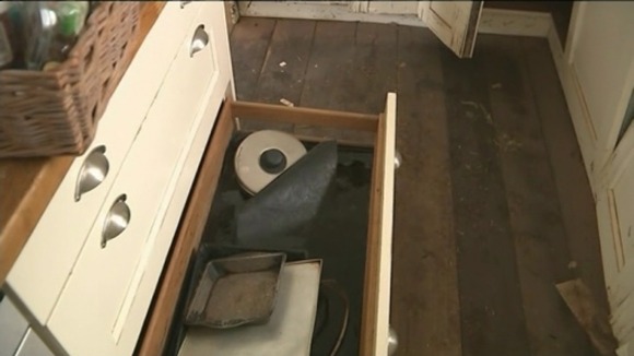 Bryony Sadlers kitchen after her house was flooded