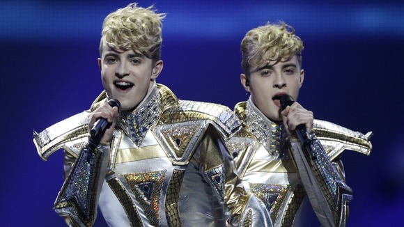 Former X Factor stars Jedward performed at the Eurovision Song Contest for the second successive year.
