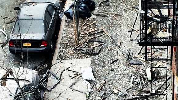 Debris and rubble fell into the streets around the site