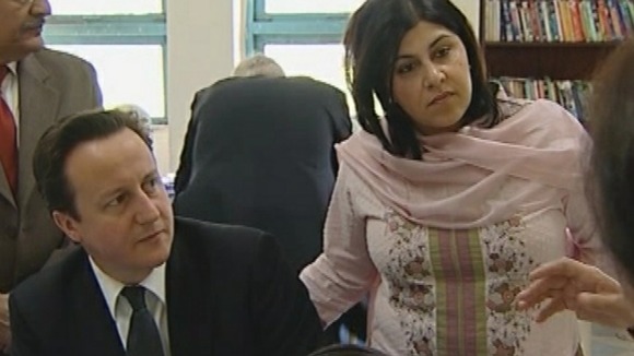 Baroness Warsi with David Cameron