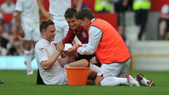 Olly Murs during the match at Old Trafford for Soccer Aid