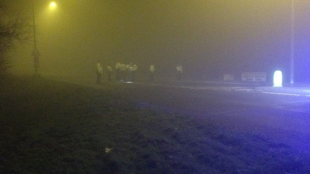 Police search teams look for fragments of wreckage