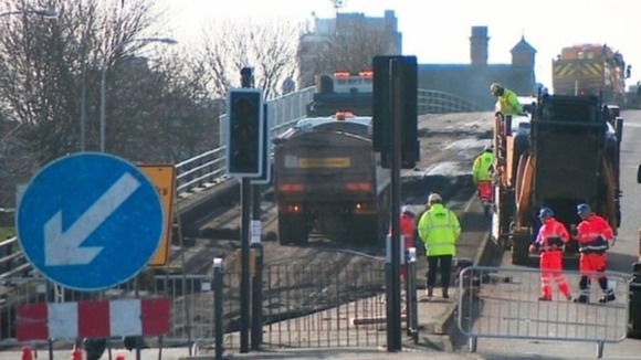Demolition works on the Belgrave Flyover in Leicester