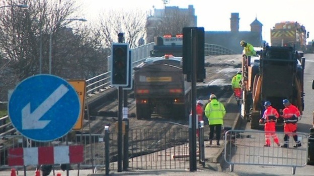 Demolition works on the Belgrave Flyover in Leicester