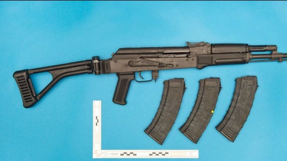 An assault rifle uncovered at the home