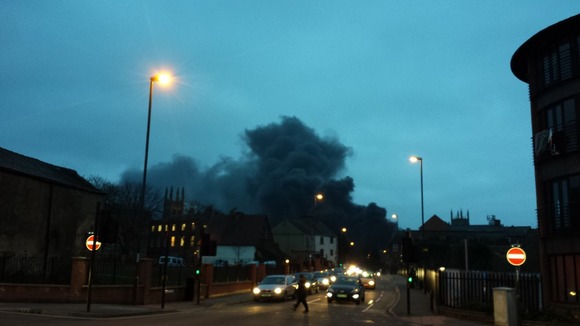 Images of the fire at a concert venue in Derby