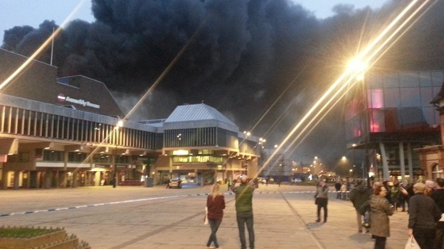 Yesterday's blaze at the Assembly Rooms in Derby