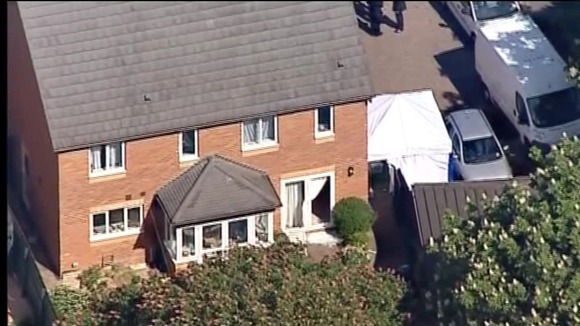 Aerial view of the Ding family home after the murders