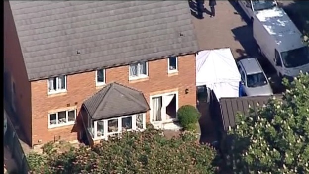 Aerial view of the Ding family home after the murders