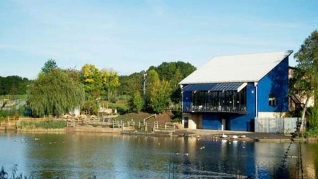 View of the visitor centre at the Arrow Valley Country Park near Redditch