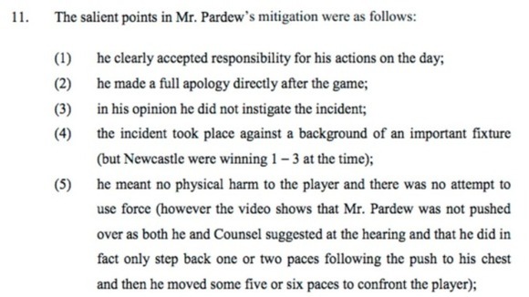 Pardew's decision to make a quick apology helped reduce his ban