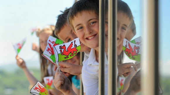 Olympic torch travelling through Wales