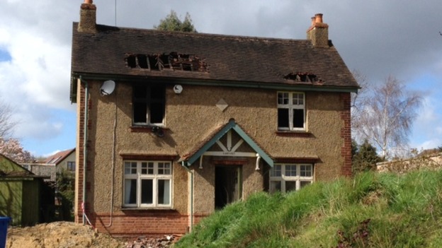 Fire-damaged house in Maidenhead where a fireman was injured