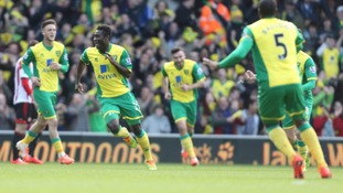 Alex Tettey celebrates his fantastic strike against Sunderland.