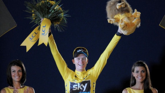Chris Froome on the 2013 winner's podium