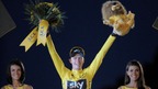 Chris Froome on the 2013 winner's podium