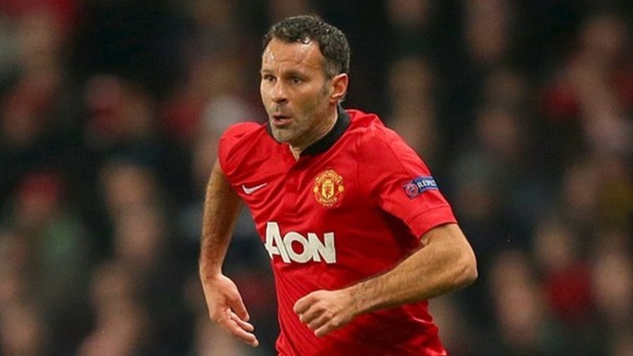 Ryan Giggs in his Manchester United kit on the pitch