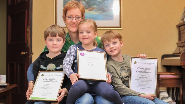 The three siblings were given bravery awards
