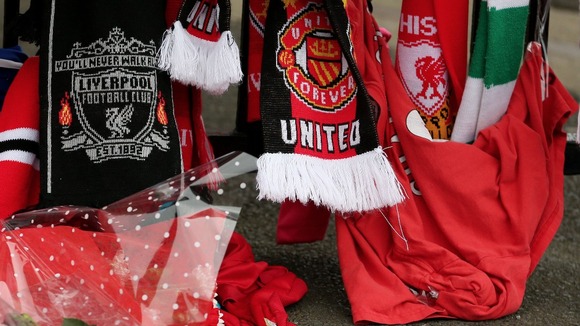 Scarves at Hillsborough memorial at Anfield