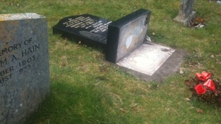 Vandalism in graveyard in Warwickshire