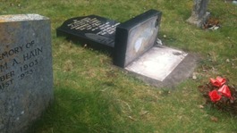 Vandalism in graveyard in Warwickshire
