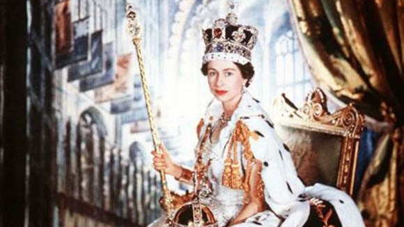 Portrait of the British Monarch, HM Queen Elizabeth II in Buckingham Palace on the day of her Coronation on 02 June 1953.