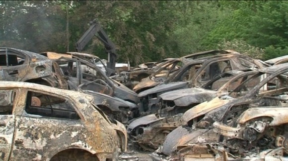 burnt out cars