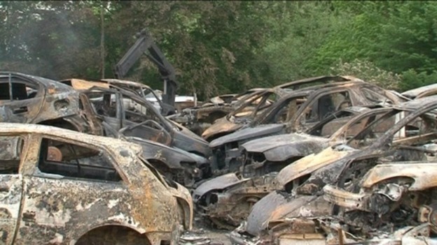 burnt out cars
