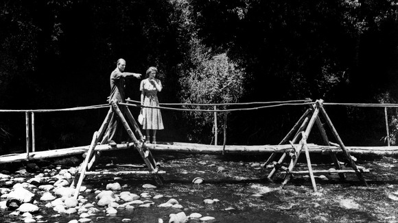 Princess Elizabeth and the Duke of Edinburgh in the grounds of the Royal Lodge, Sagana, their wedding present from the people of Kenya