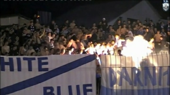 Violence on the football terraces in Ukraine.