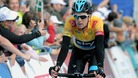 Team Sky's Sir Bradley Wiggins reaches the summit of the climb at Haytor. Stage 6 of the 2013 Tour of Britain ran from Sidmouth to Haytor.