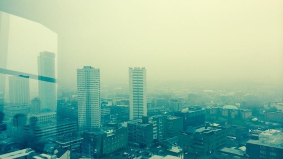 The polluted Birmingham skyline