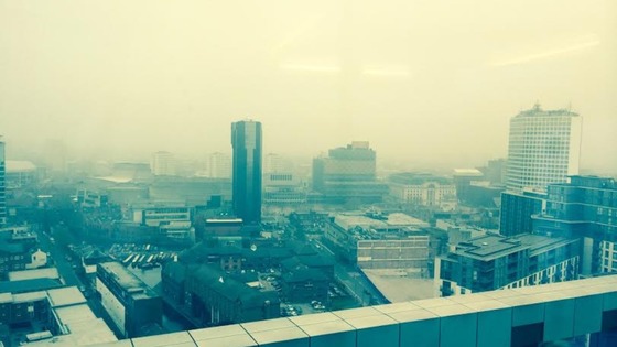 Poor visibility across Birmingham due to high air pollution