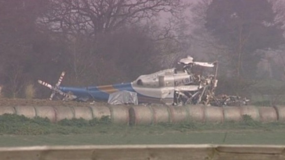 Wreckage of the helicopter at Gillingham, Norfolk. Credit: ITV News Anglia