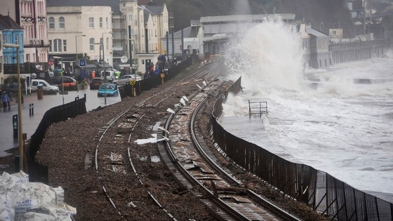 Then: the Dawlish line on 5th February this year.