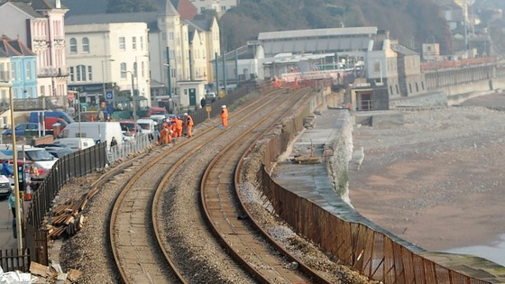 Now: The Dawlish line on 12th March.