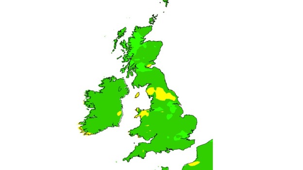 The air pollution forecast is much lower.