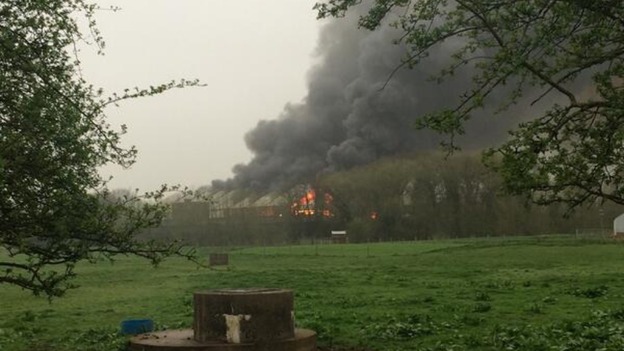 The fire at the Leyland Industrial Estate.