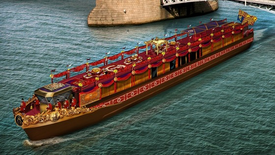 An artist's impression of the Royal Barge.
