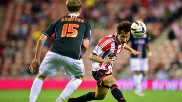 Former Sunderland striker Ji Dong Won in action against MK Dons earlier this season.
