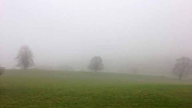 Smog covers Chatsworth House in Derbyshire