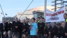 Llanelli MP Nia Griffith addressing the Prince Philip Hospital demonstration