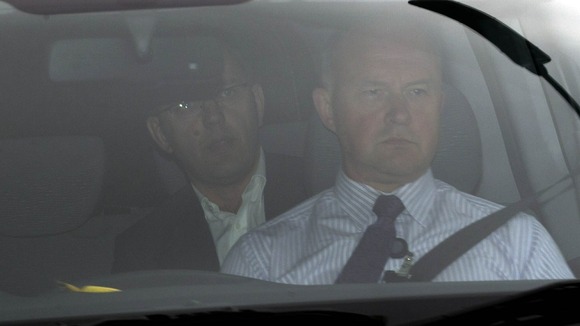 Andy Coulson, former Editor of News of the World, arrives at Govan Police Station.