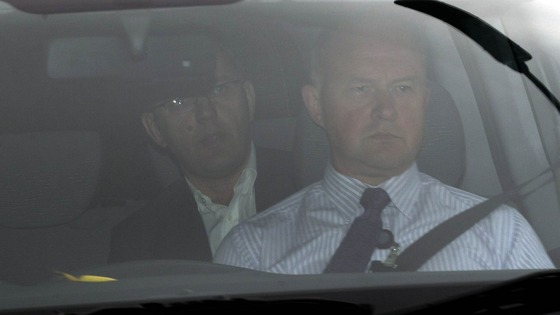 Andy Coulson, former Editor of News of the World, arrives at Govan Police Station.