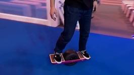 Revolutionary one-wheeled skateboard which gives 'floating' sensation.