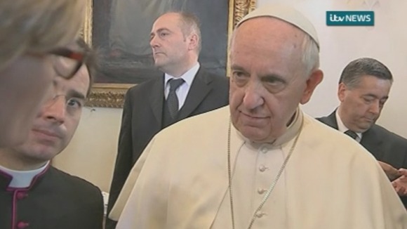 Pope Francis spoke to ITV News presenter Julie Etchingham at a Vatican conference.