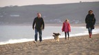 family on beach